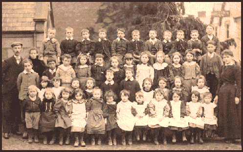 Children and teachers, c1905