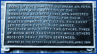 Plaque at Trewythen Arms hotel