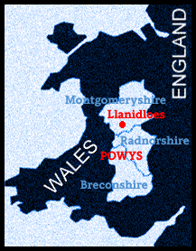 Location map for Llanidloes