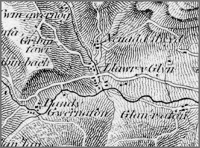 1" map of Llawryglyn (1836)