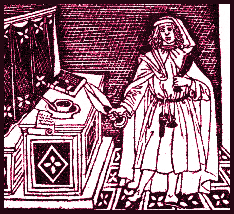 Engraving of wool merchant.