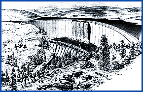 Drawing of new arc dam,1973