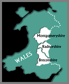 Map showing location of Powys