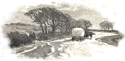 Wagon on country road