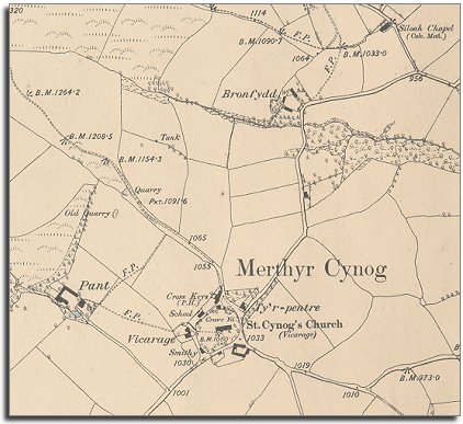 6in map of Merthyr Cynog