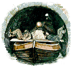 Canal boat in tunnel