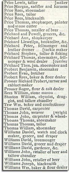 Extract from Pigot's Directory of 1835