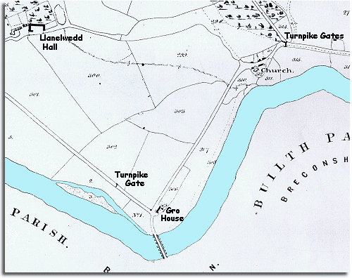 map of Llanelwedd in 1840
