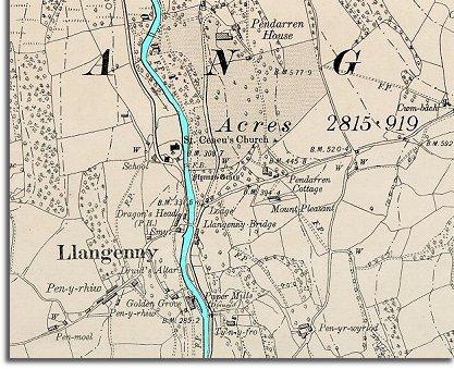 map of Llangenny in 1904