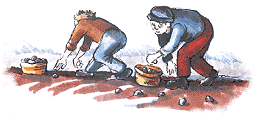 Children collecting stones