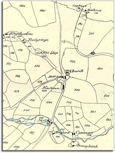 map of Llanyre in 1840