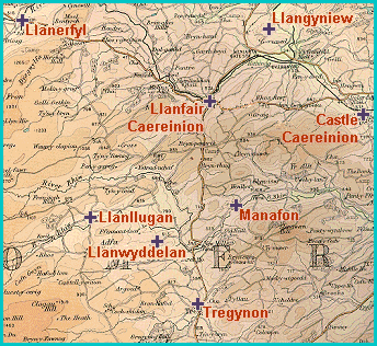 relief map of Llanfair district