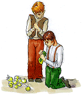 Drawing of apple thieves