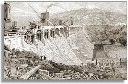 Dam under construction,1888