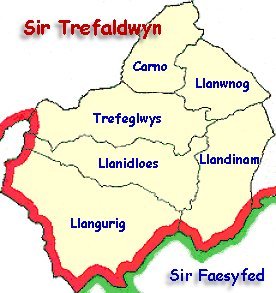 map o ardal Llanidloes