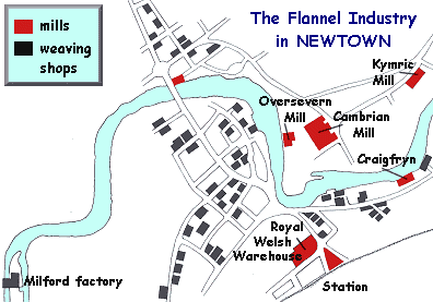 map of the flannel industry