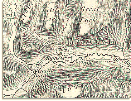 Map of Abbey Cwmhir in 1833