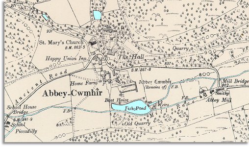 Map of Abbeycwmhir in  1903