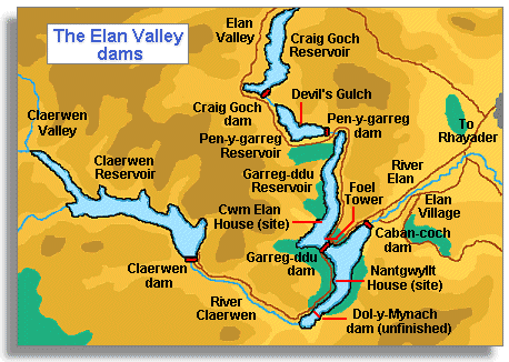 Sketch map of dams and reservoirs