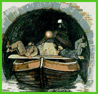 Canal boat in tunnel