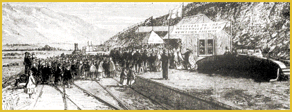 Engraving of railway opening